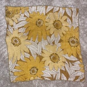Vintage Vera Neumann Yellow Floral Linen Scarf 1960s Designer